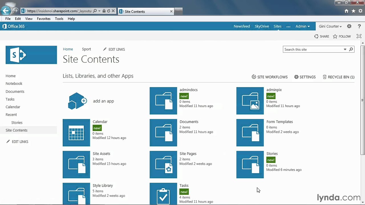 SharePoint Site Contents